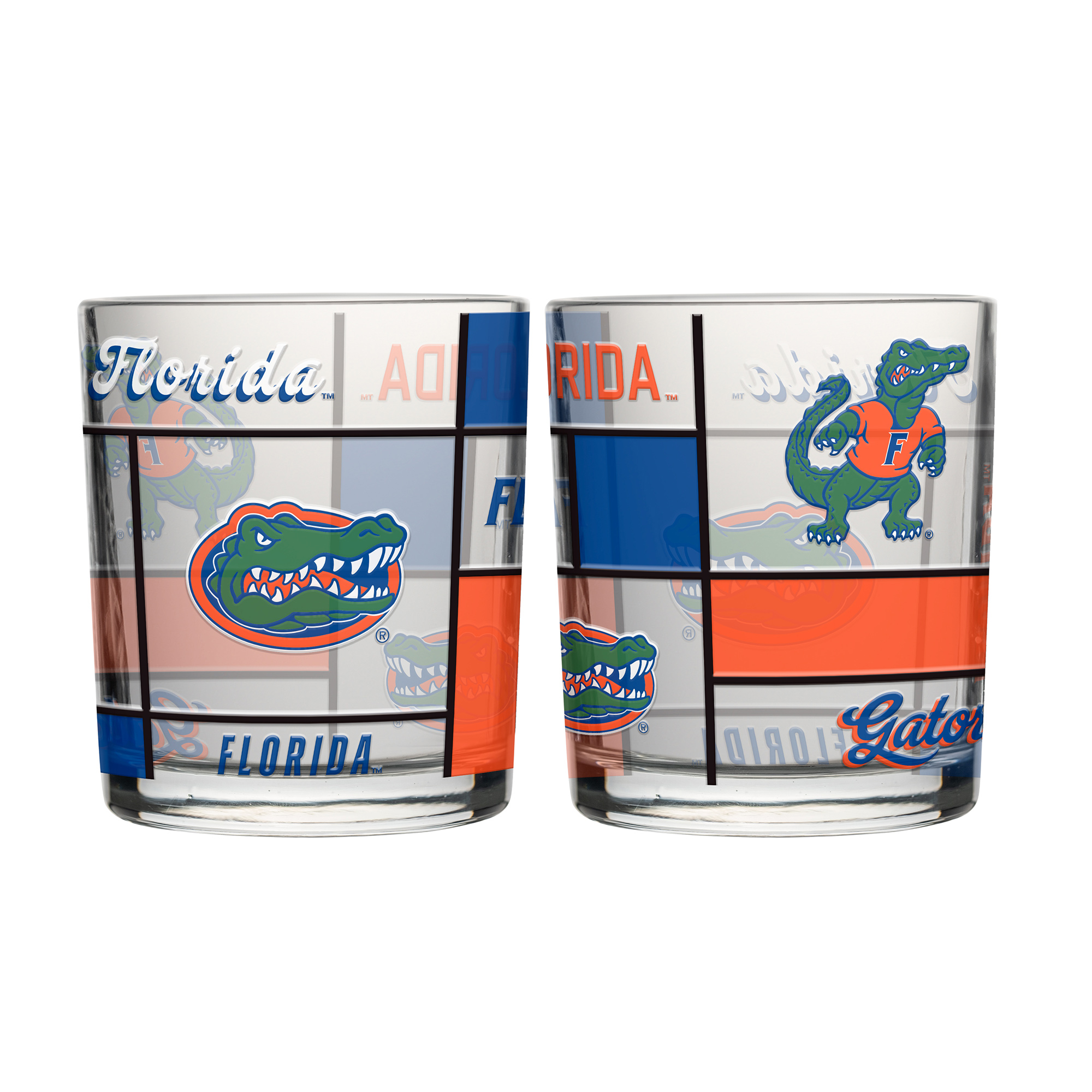 Logo Brands Florida Gators 12oz. Quilted Stained Two-Pack Rocks Glass Set