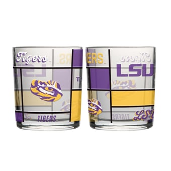 Logo Brands LSU Tigers 12oz. Quilted Stained Two-Pack Rocks Glass Set