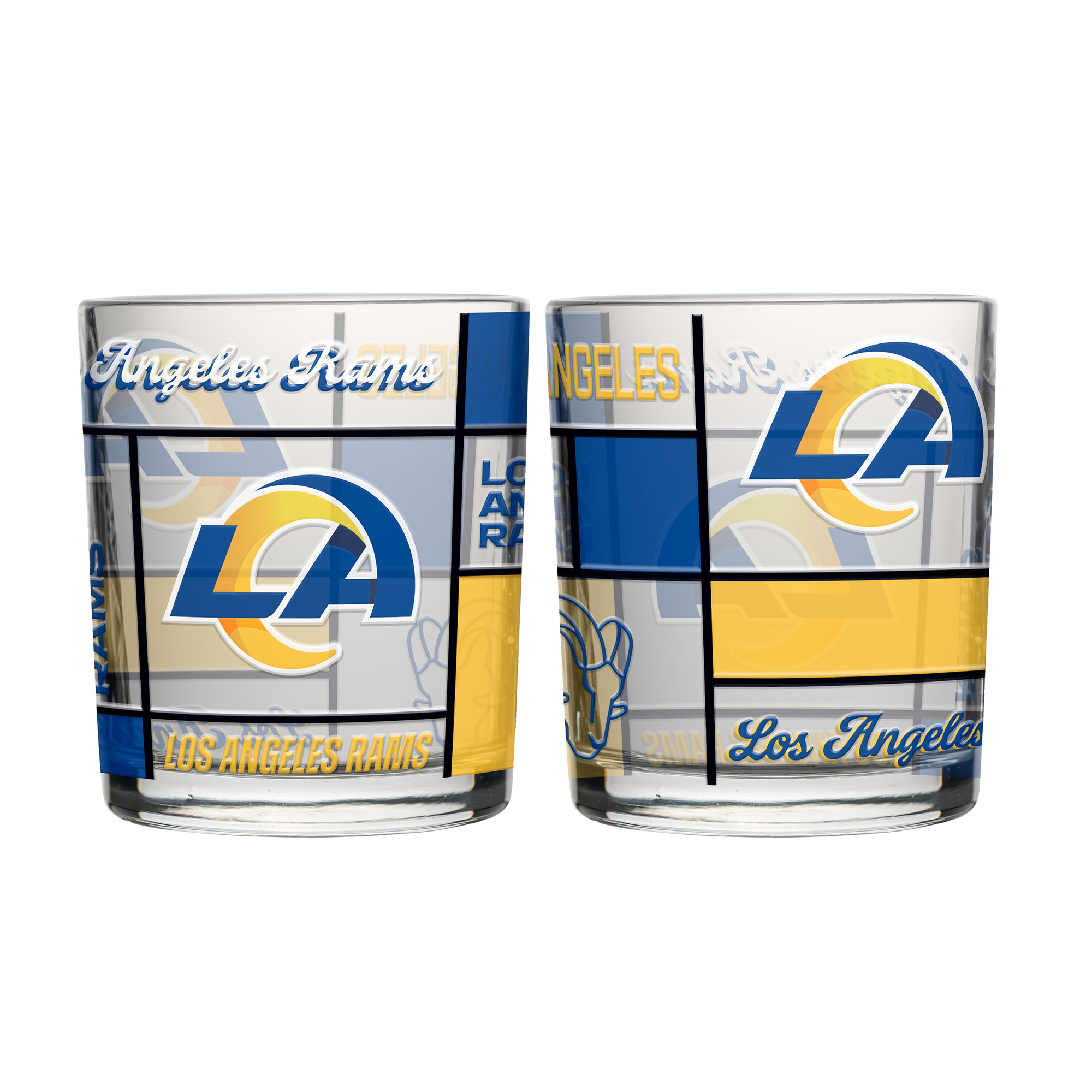 Logo Brands Los Angeles Rams 12oz. Quilted Stained Two-Pack Rocks Glass Set
