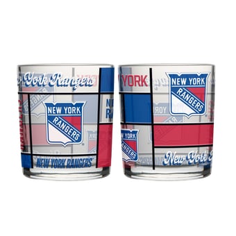 Logo Brands New York Rangers 12oz. Quilted Stained Two-Pack Rocks Glass Set