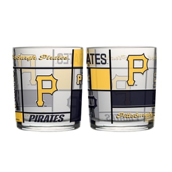 Logo Brands Pittsburgh Pirates 12oz. Quilted Stained Two-Pack Rocks Glass Set