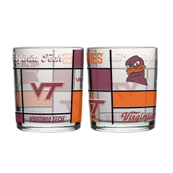 Logo Brands Virginia Tech Hokies 12oz. Quilted Stained Two-Pack Rocks Glass Set