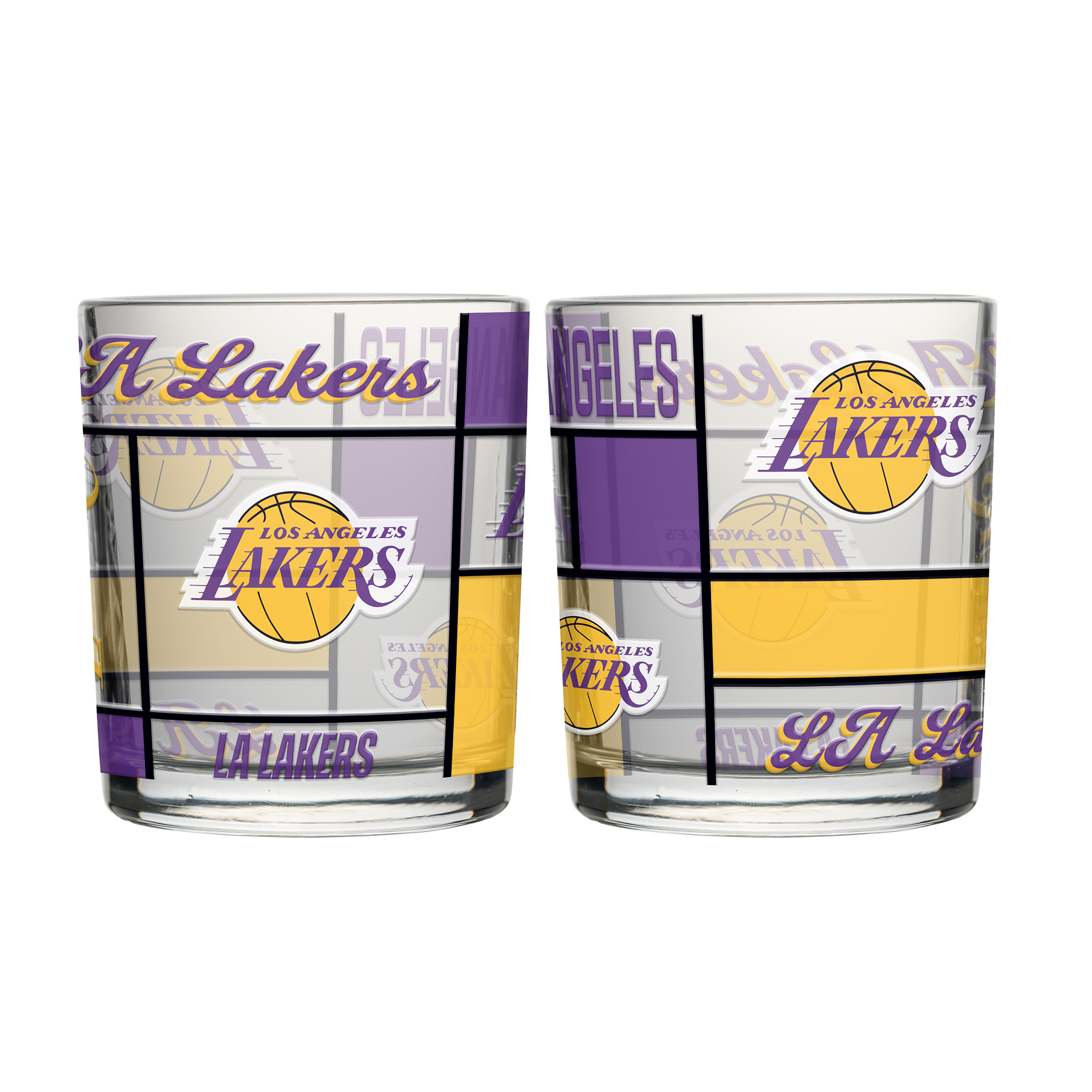 Logo Brands Los Angeles Lakers 12oz. Quilted Stained Two-Pack Rocks Glass Set