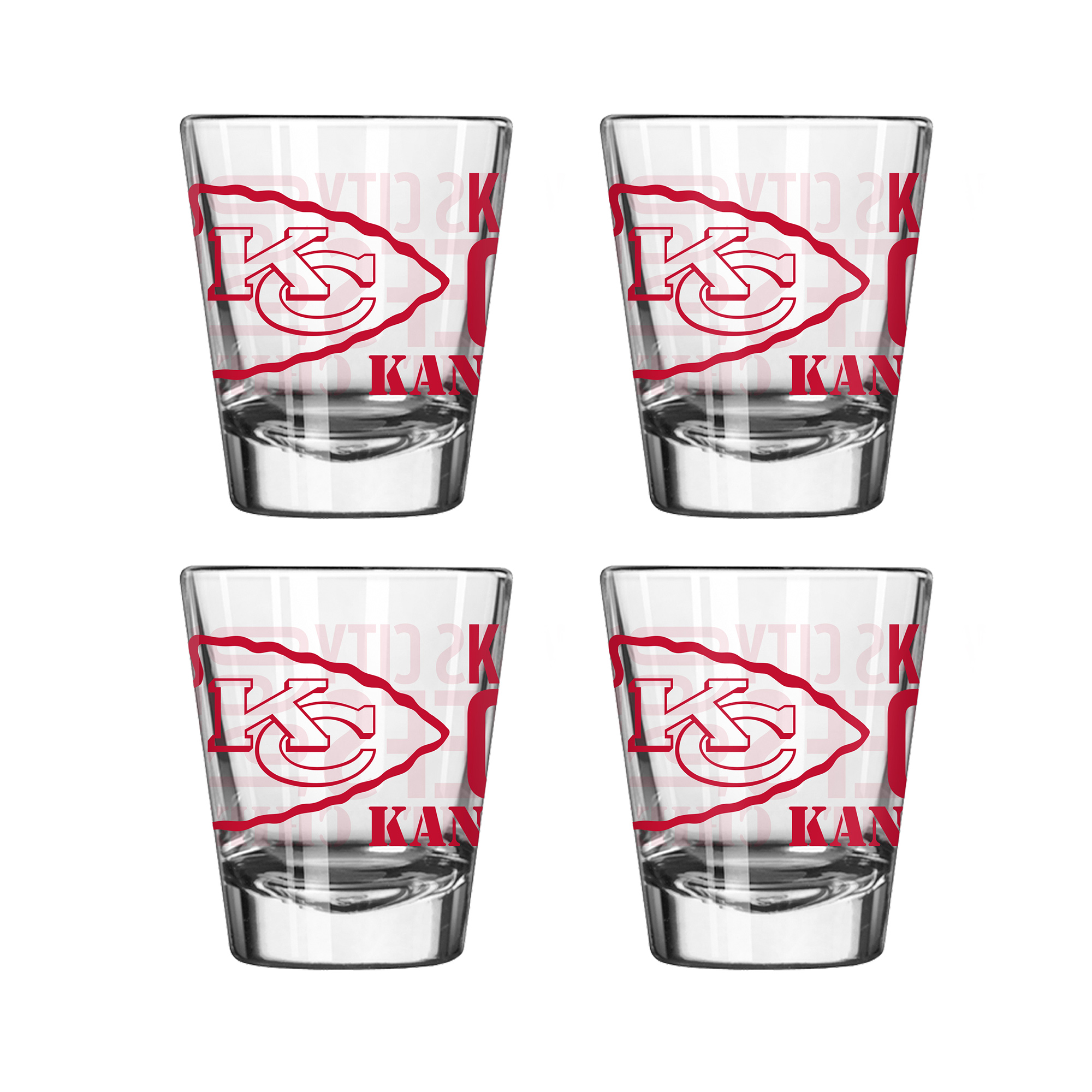 Logo Brands Kansas City Chiefs 4-Pack 2oz. Shot Glass Set