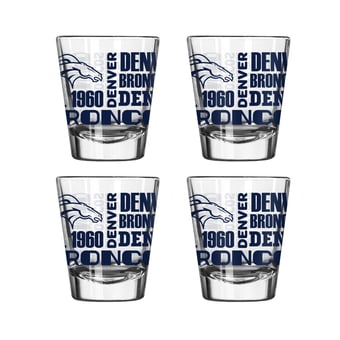 Logo Brands Denver Broncos 4-Pack 2oz. Shot Glass Set