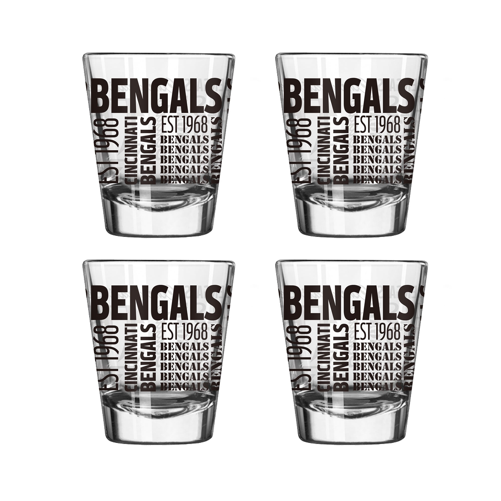 Logo Brands Cincinnati Bengals 4-Pack 2oz. Shot Glass Set