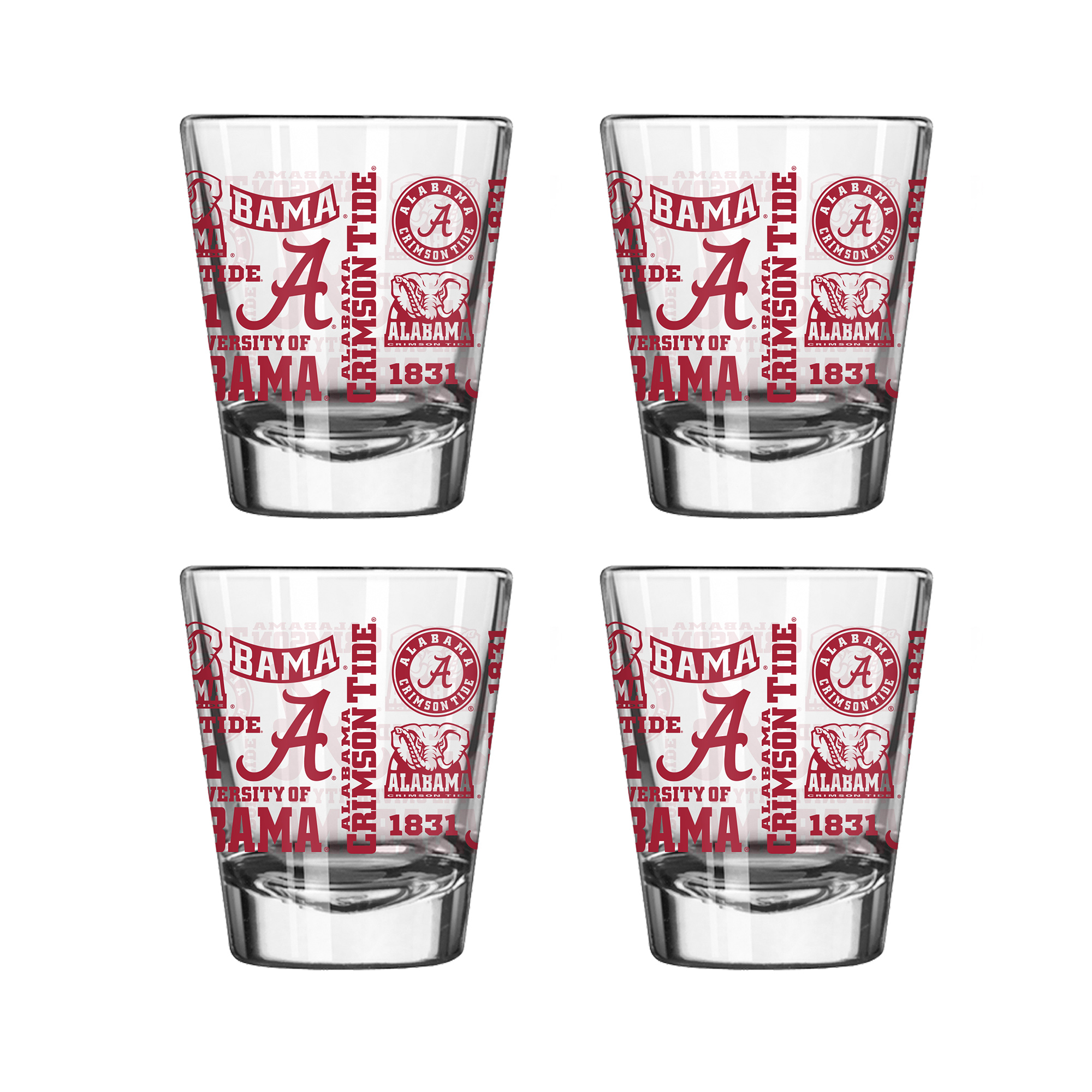 Logo Brands Alabama Crimson Tide 4-Pack 2oz. Shot Glass Set