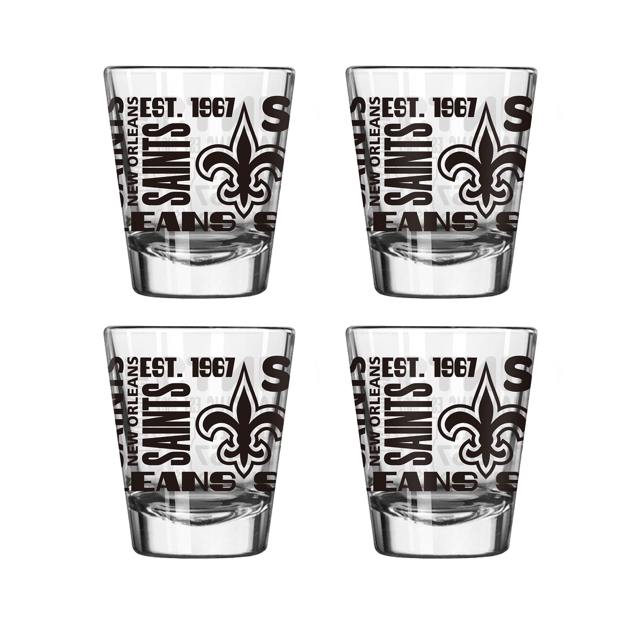 Logo Brands New Orleans Saints 4-Pack 2oz. Shot Glass Set