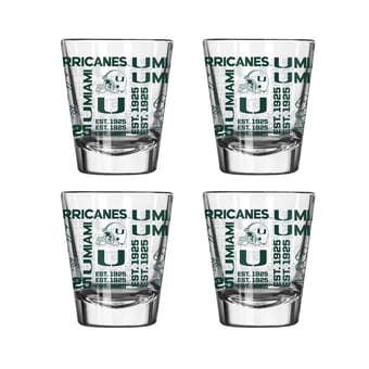 Logo Brands Miami Hurricanes 4-Pack 2oz. Shot Glass Set