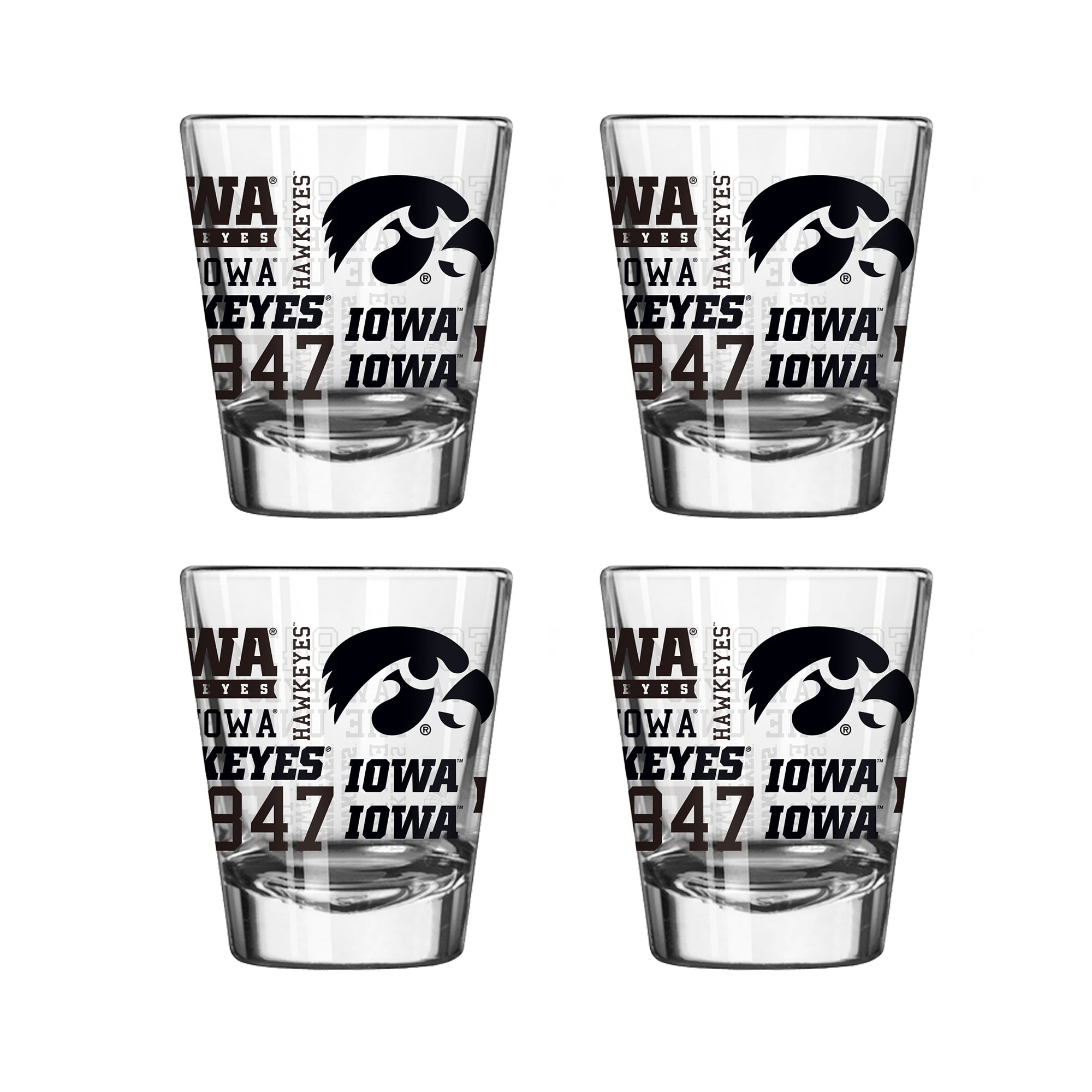 Logo Brands Iowa Hawkeyes 4-Pack 2oz. Shot Glass Set