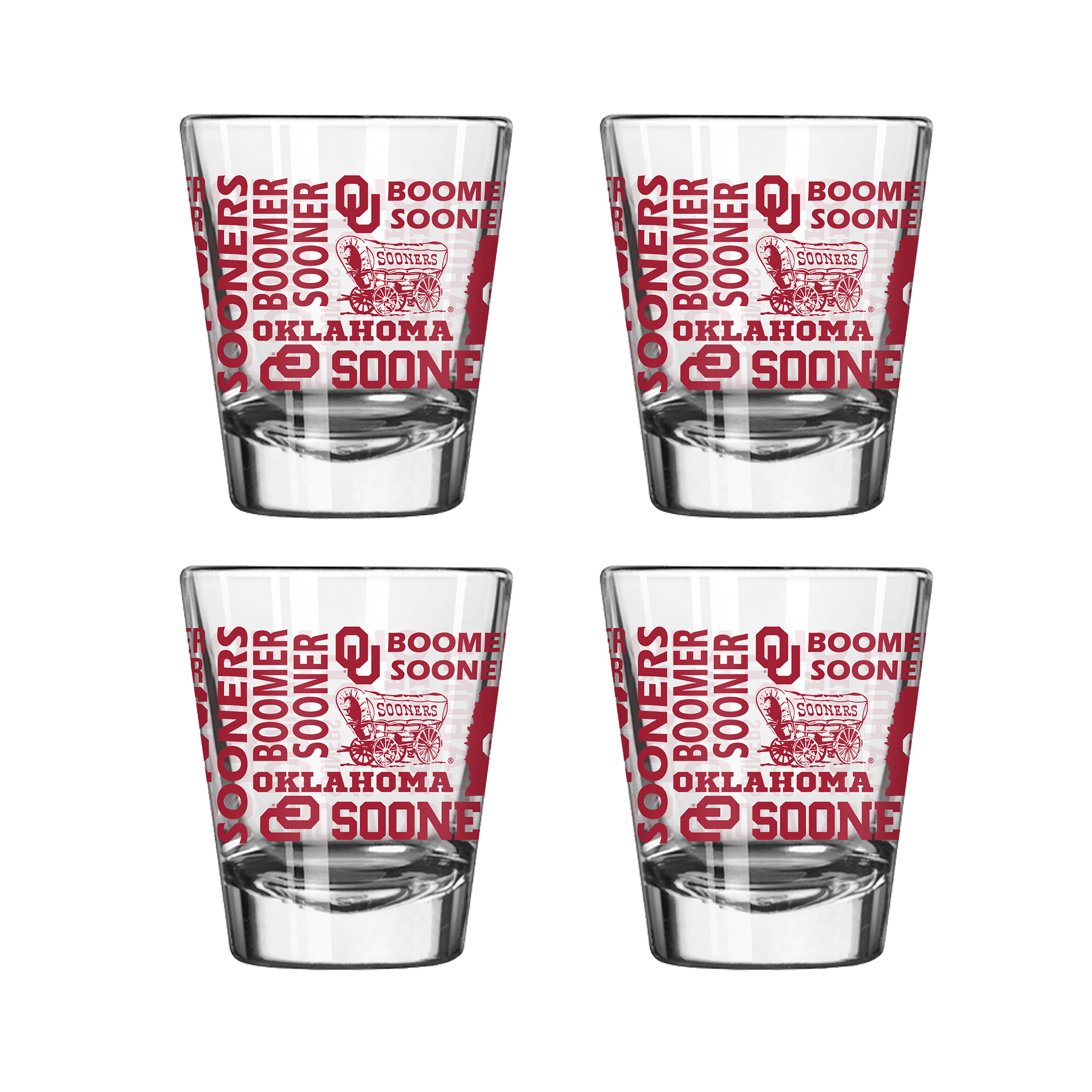 Logo Brands Oklahoma Sooners 4-Pack 2oz. Shot Glass Set