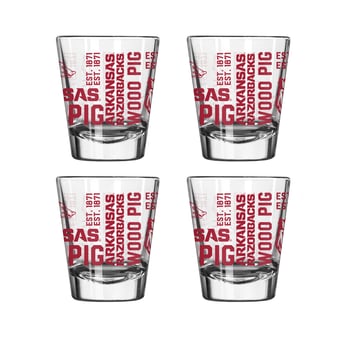 Logo Brands Arkansas Razorbacks 4-Pack 2oz. Shot Glass Set