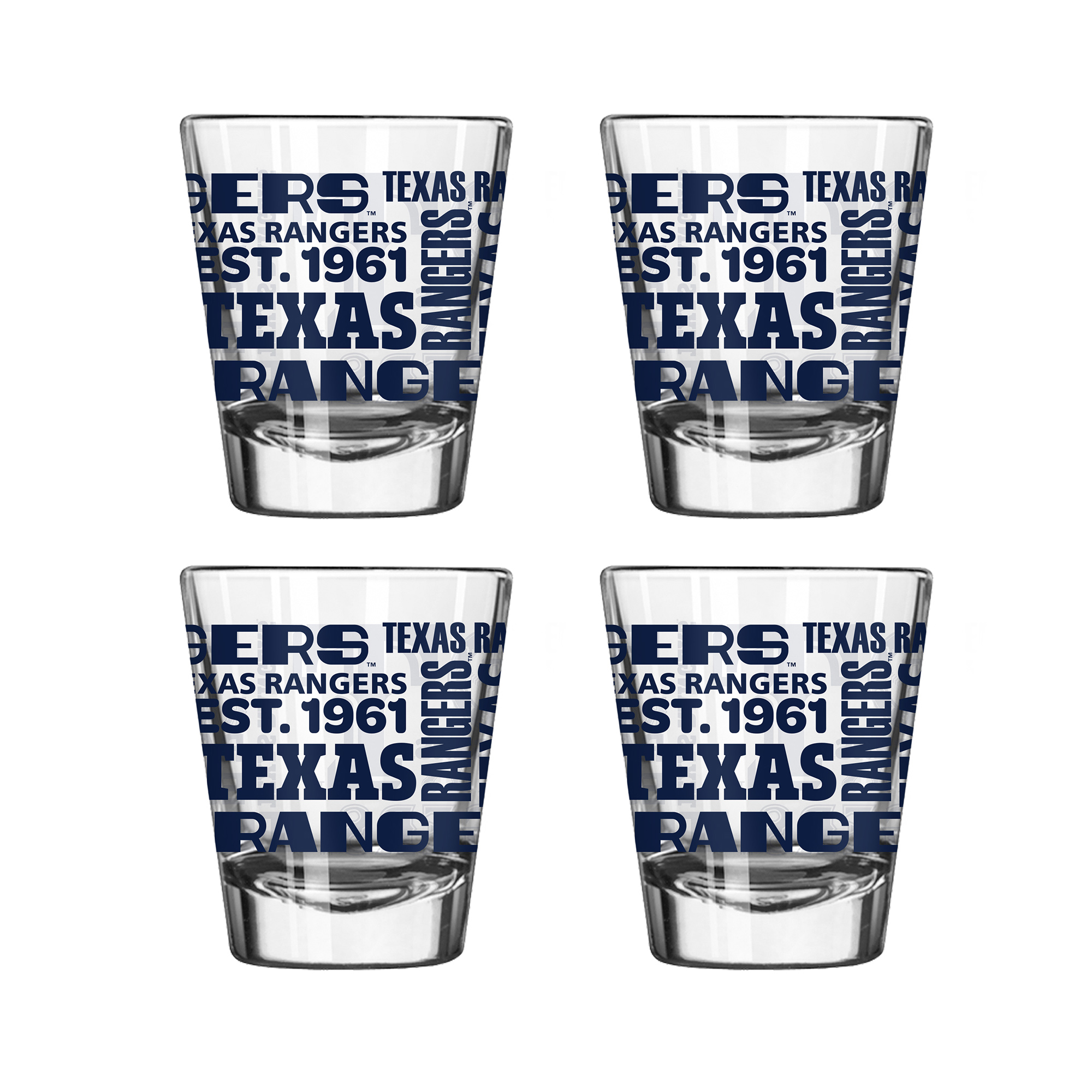 Logo Brands Texas Rangers 4-Pack 2oz. Shot Glass Set
