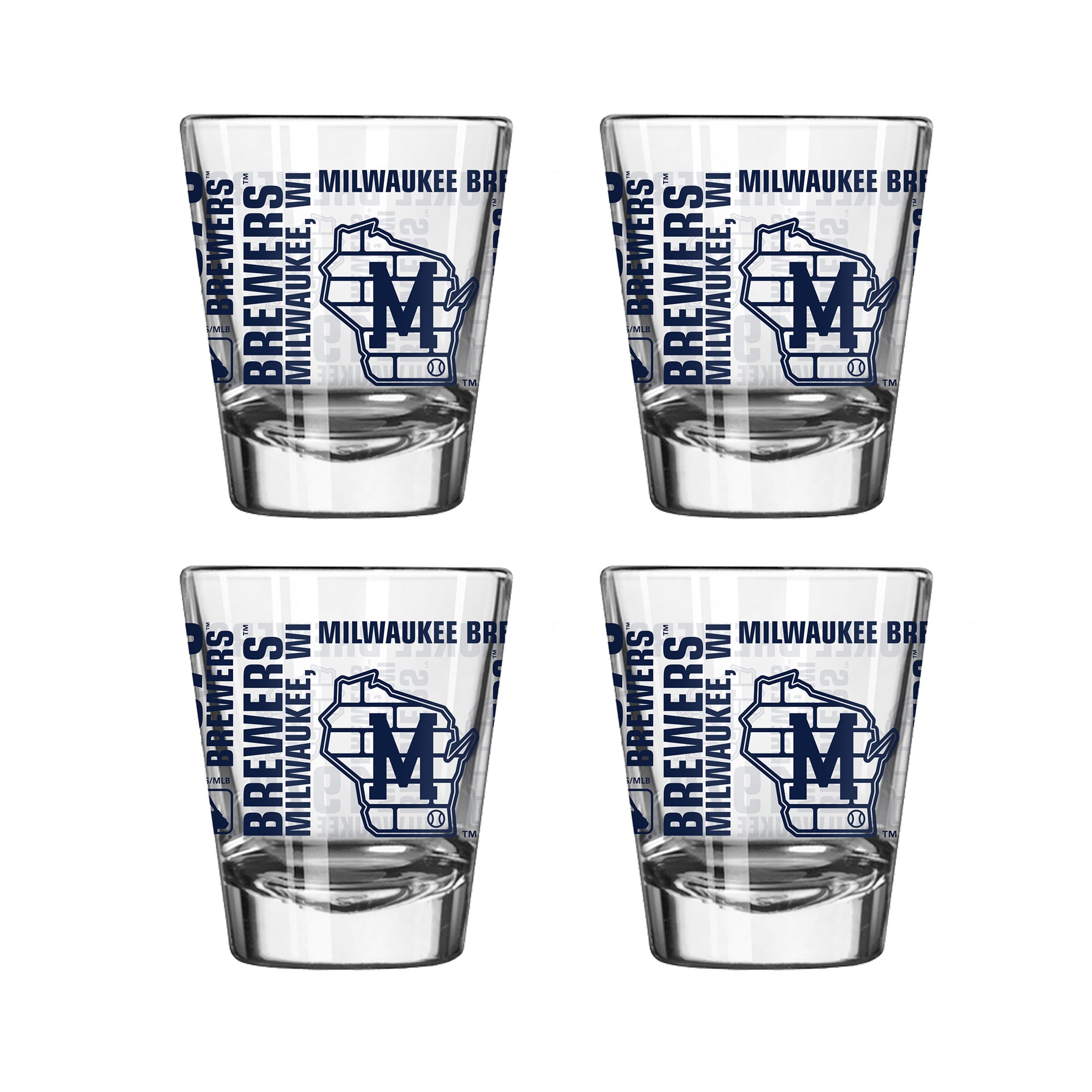 Logo Brands Milwaukee Brewers 4-Pack 2oz. Shot Glass Set