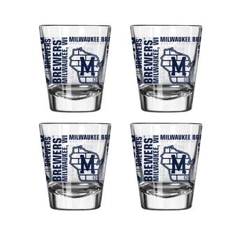 Logo Brands Milwaukee Brewers 4-Pack 2oz. Shot Glass Set