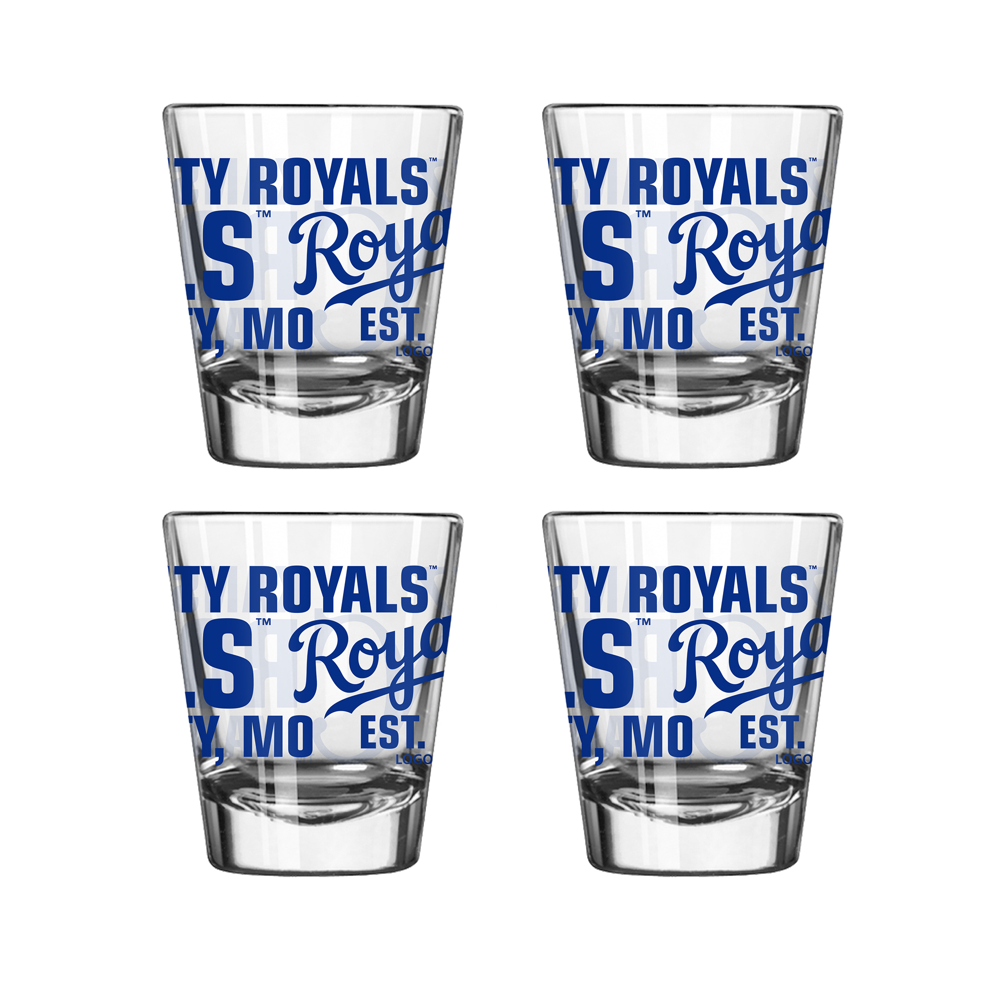 Logo Brands Kansas City Royals 4-Pack 2oz. Shot Glass Set