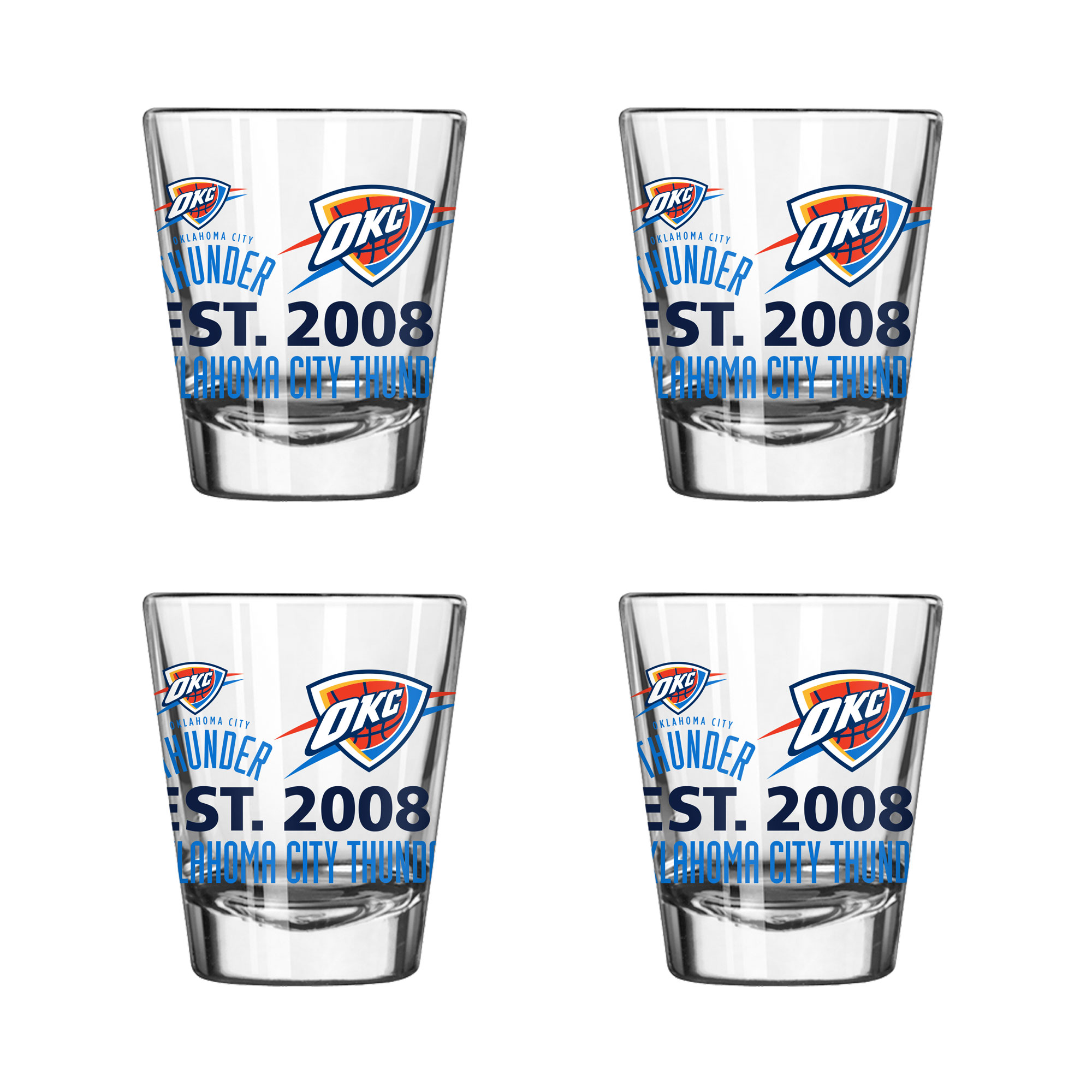 Logo Brands Oklahoma City Thunder 4-Pack 2oz. Shot Glass Set