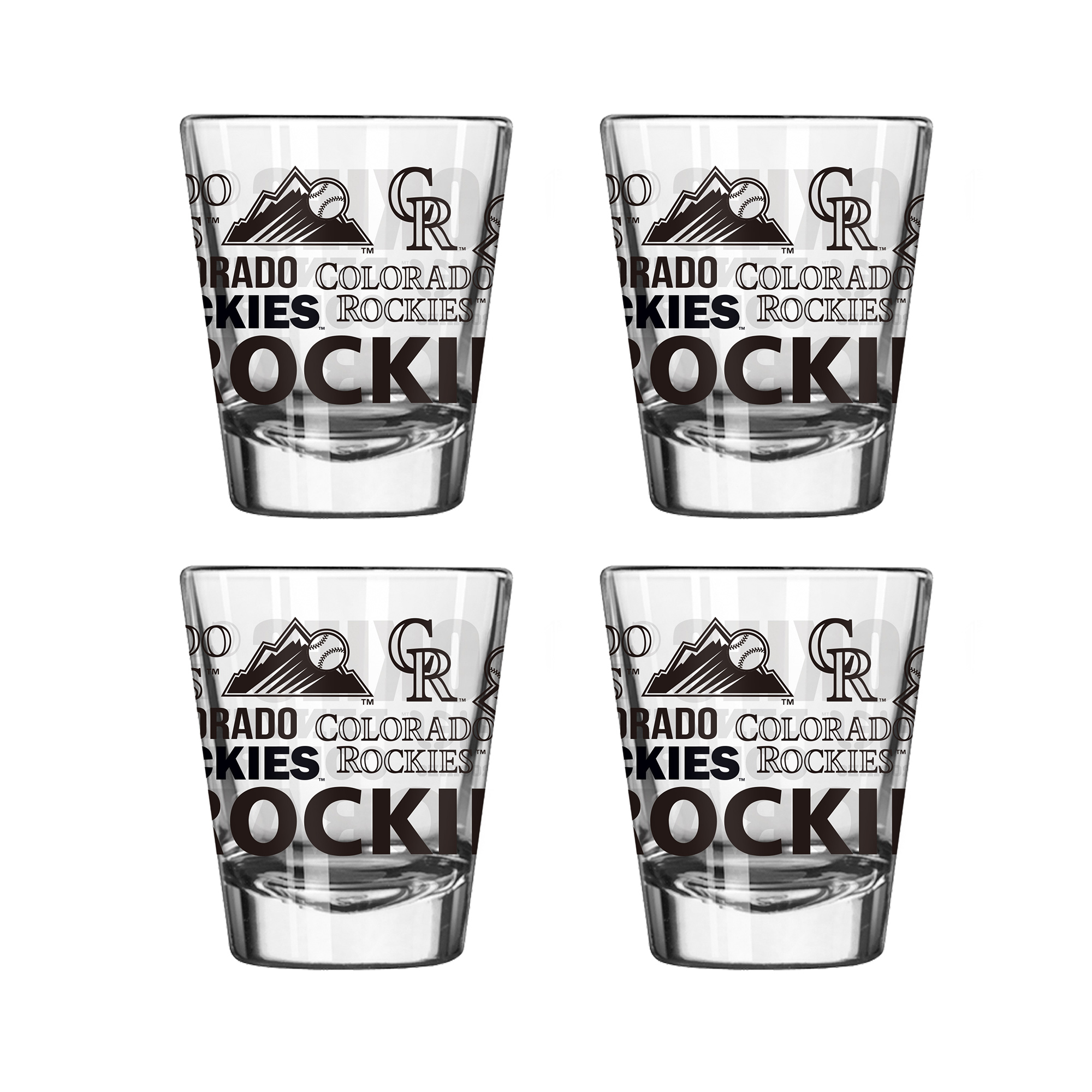 Logo Brands Colorado Rockies 4-Pack 2oz. Shot Glass Set