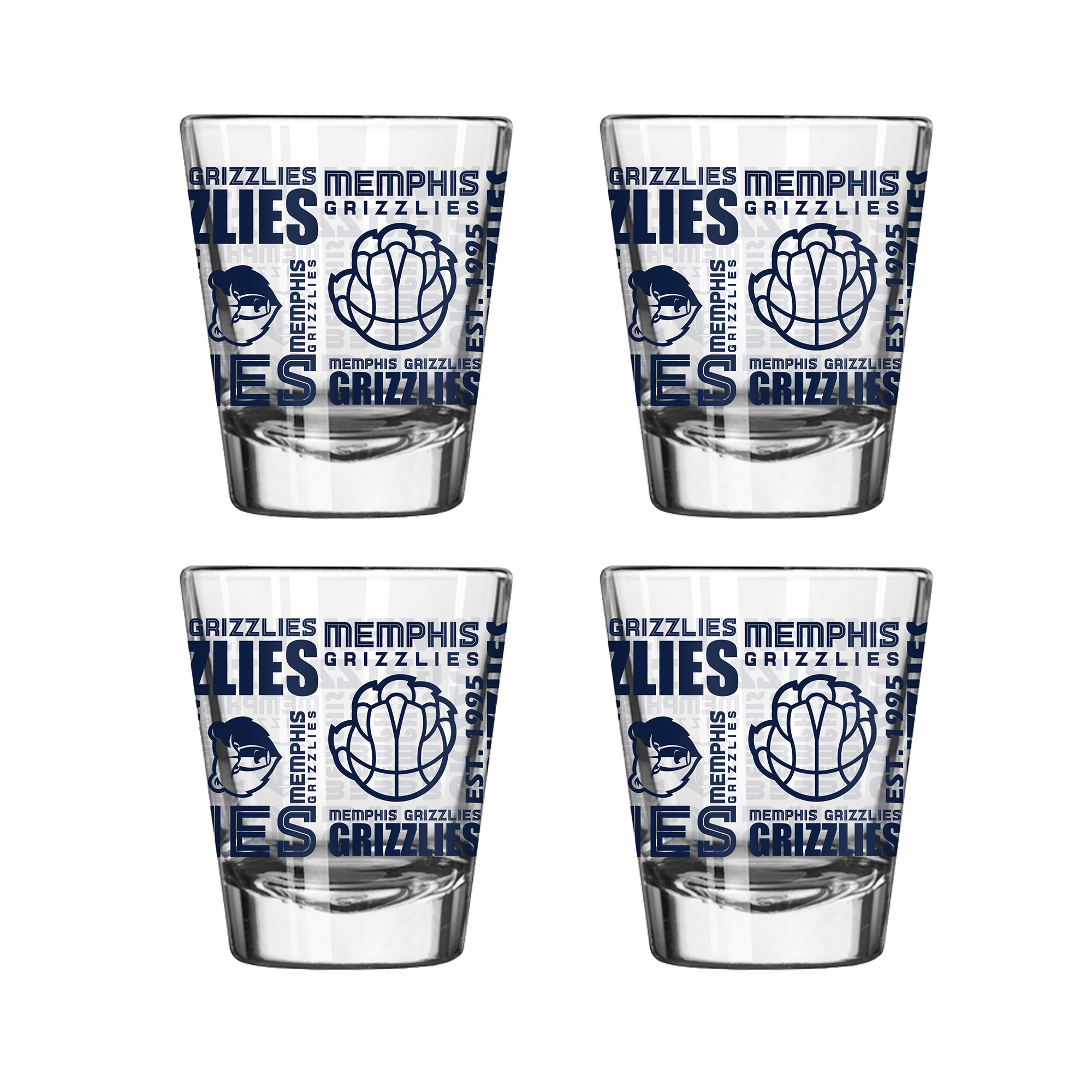 Logo Brands Memphis Grizzlies 4-Pack 2oz. Shot Glass Set
