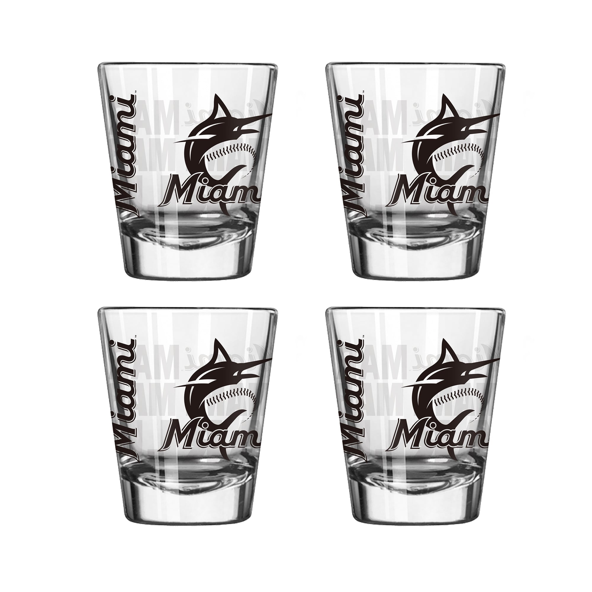 Logo Brands Miami Marlins 4-Pack 2oz. Shot Glass Set