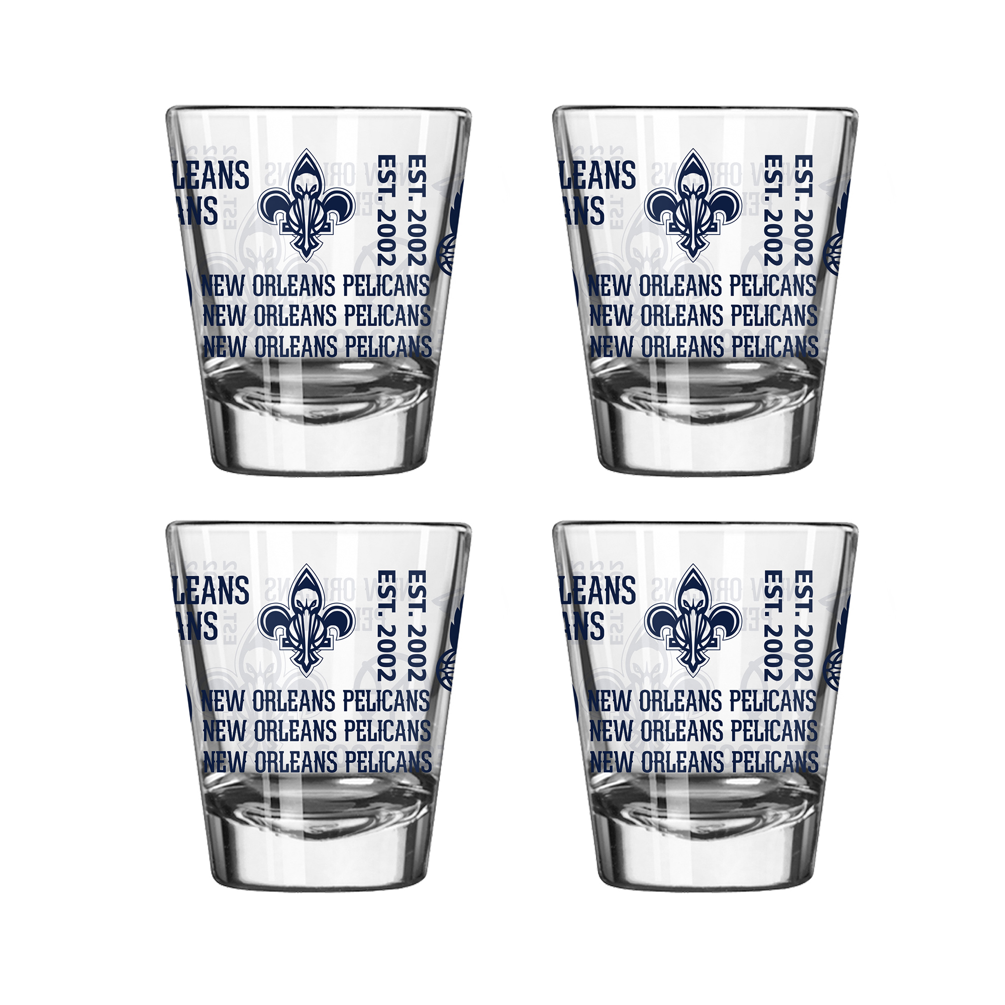 Logo Brands New Orleans Pelicans 4-Pack 2oz. Shot Glass Set