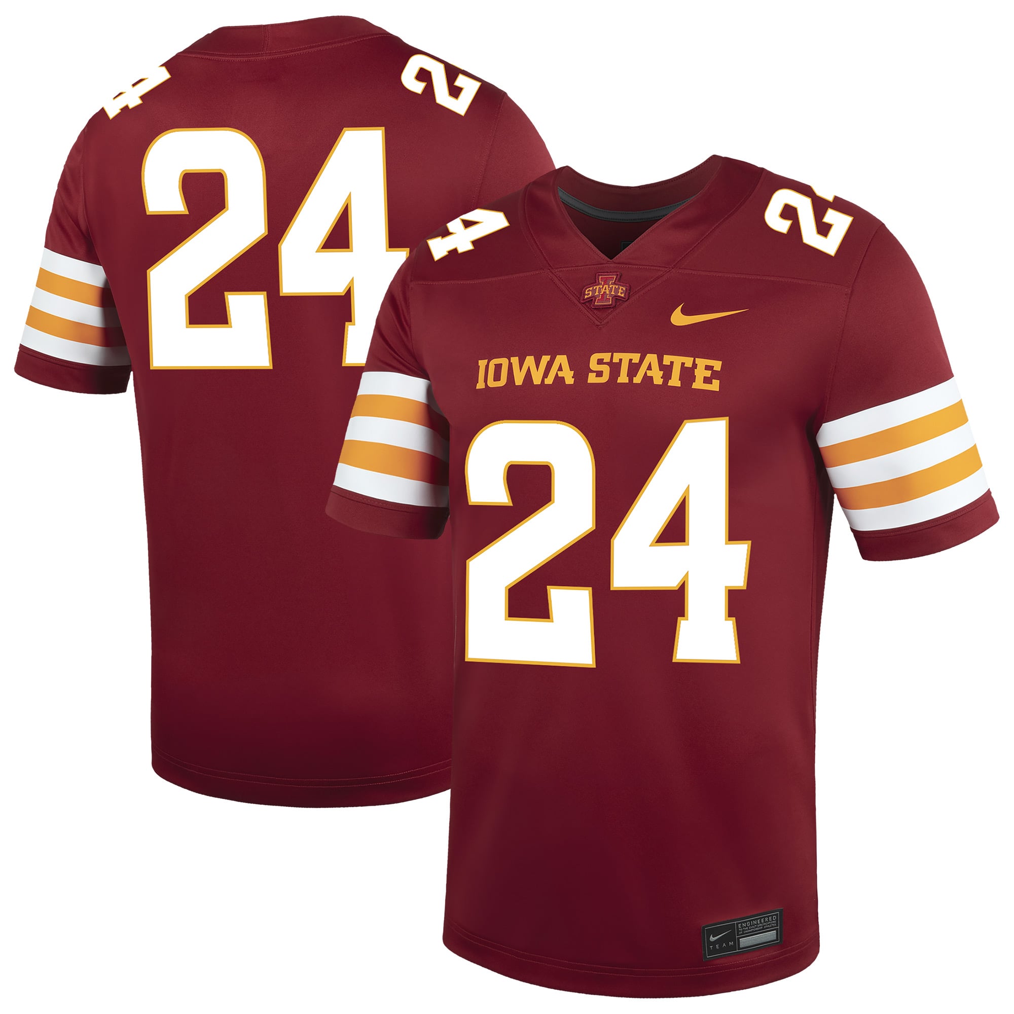 Men's Nike #24 Cardinal Iowa State Cyclones  Game Football Jersey