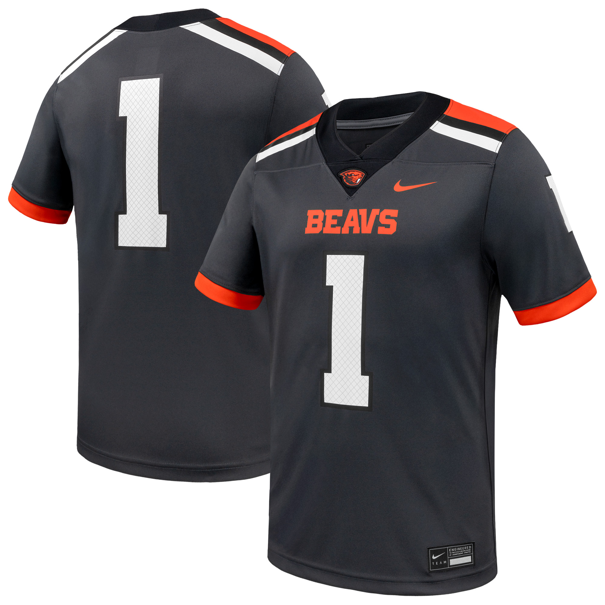 Men's Nike #1 Anthracite Oregon State Beavers Untouchable Replica Game Jersey