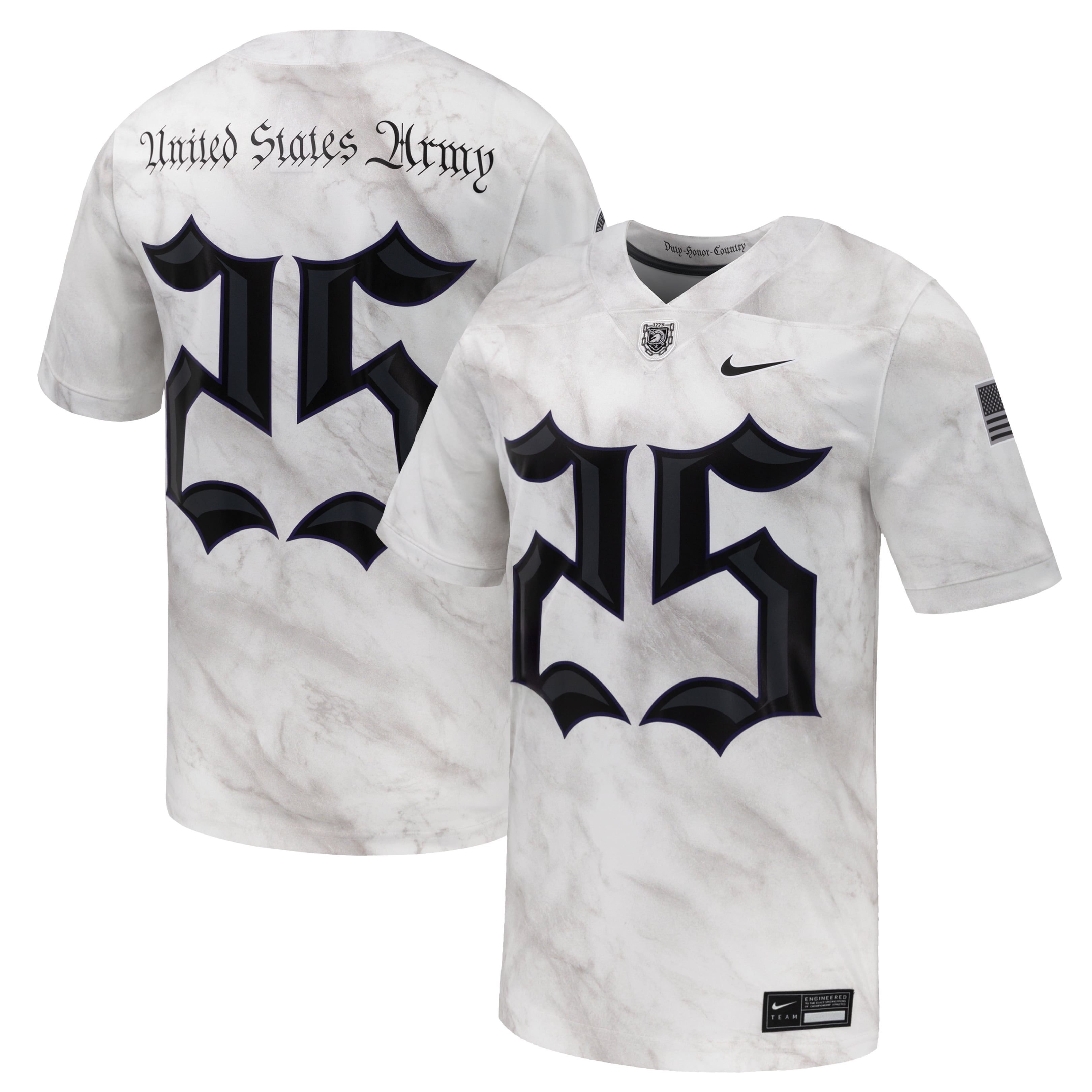 Men's Nike #25 White Army Black Knights Army 250 Collection Game Football Jersey