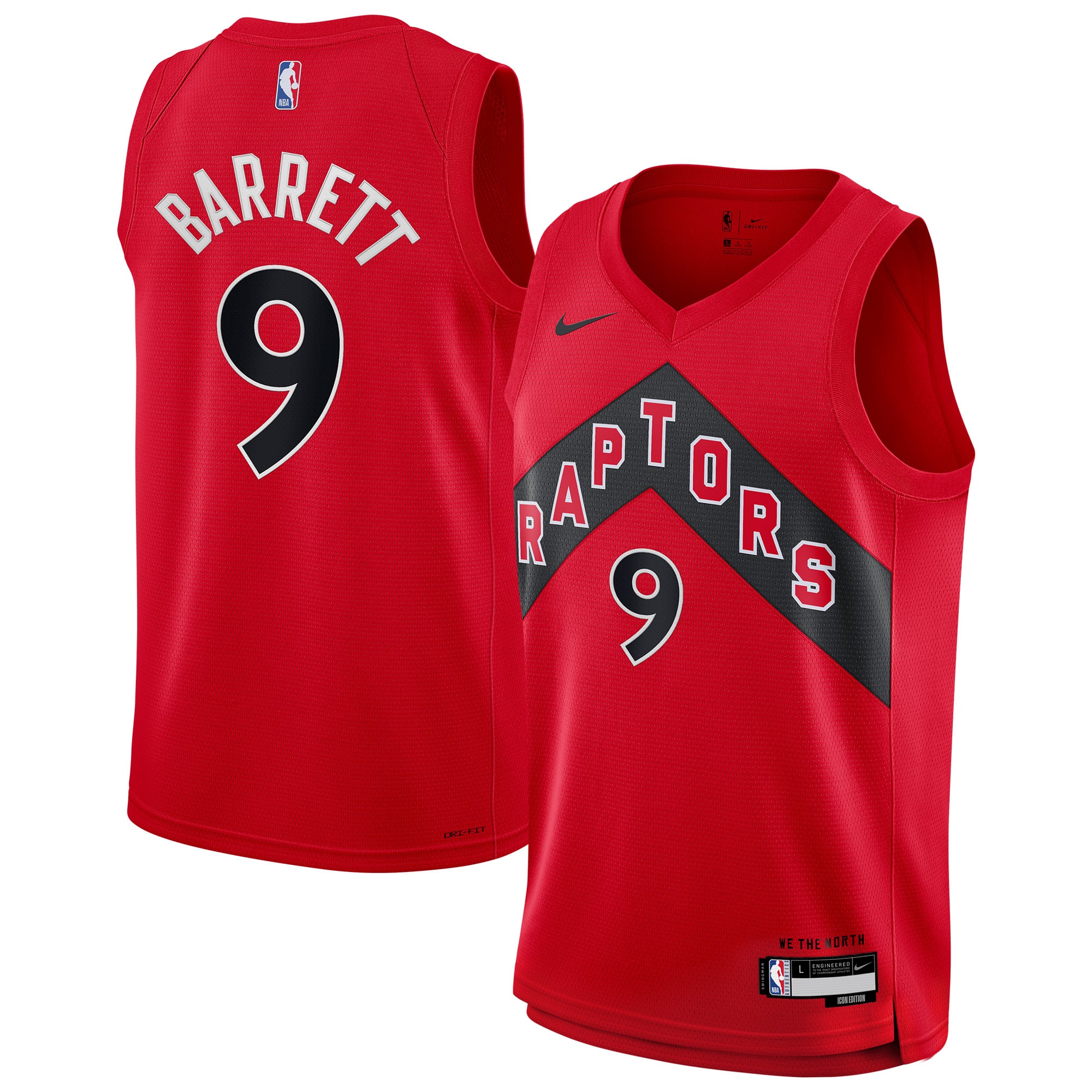Youth Nike RJ Barrett Red Toronto Raptors Swingman Jersey - Icon Edition
