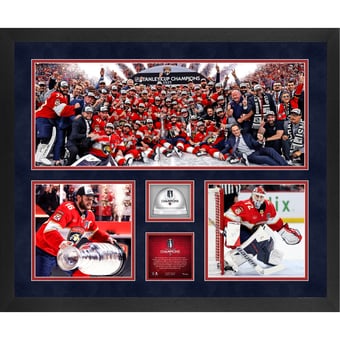 Florida Panthers 2025 Stanley Cup Champions Framed 20'' x 24'' 3-Photograph Collage with Game-Used Ice from the 2025 Stanley Cup Final - Limited Edition of 2025