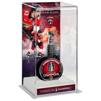 Brad Marchand Florida Panthers 2025 Stanley Cup Champions Logo Deluxe Tall Hockey Puck Case