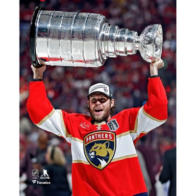 Carter Verhaeghe Florida Panthers Unsigned 2025 Stanley Cup Champions Raising Cup Photograph