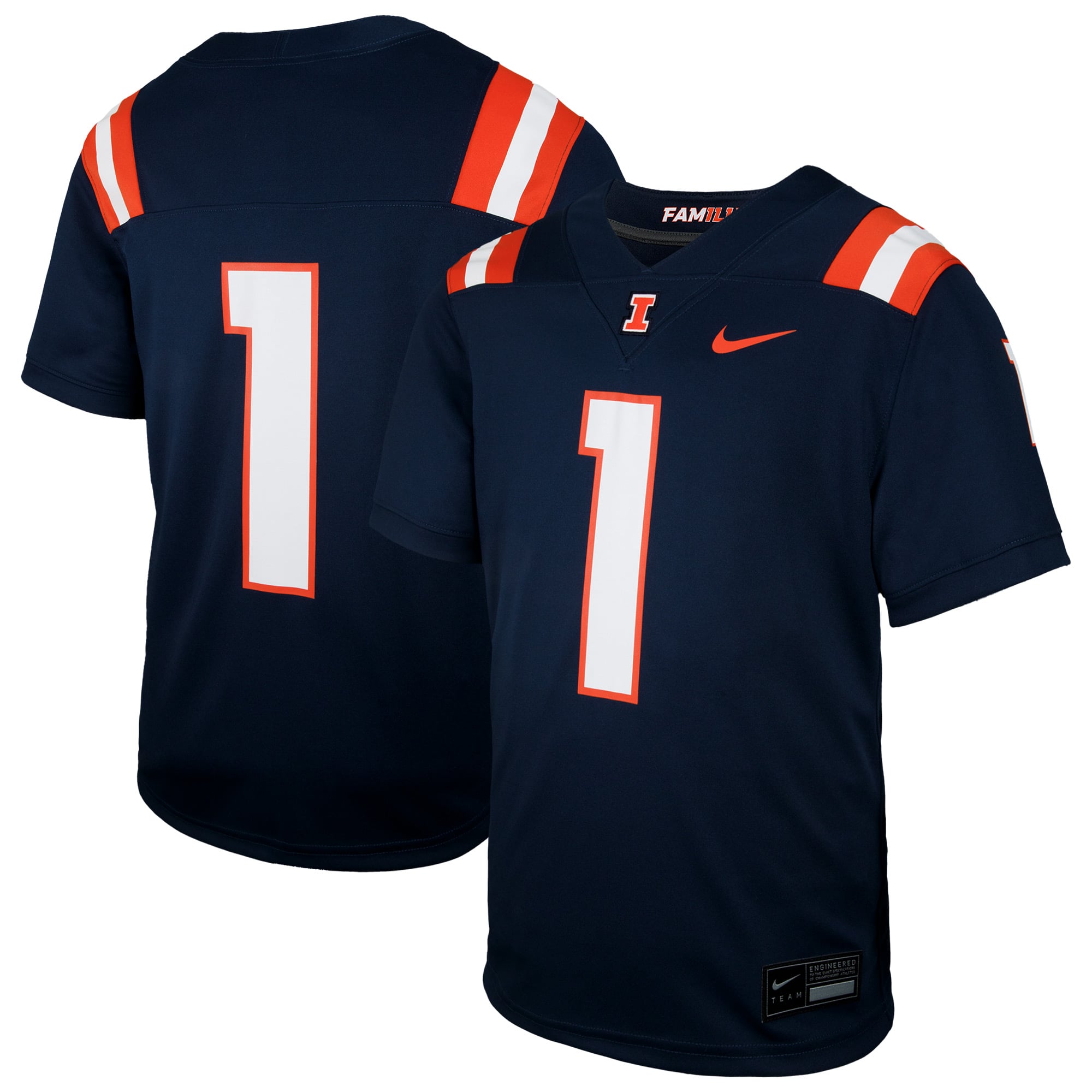 Youth Nike #1 Navy Illinois Fighting Illini  Untouchable Replica Game Jersey