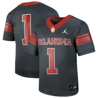 Youth Jordan Brand #1 Anthracite Oklahoma Sooners Alternate Football Game Jersey
