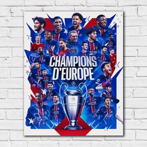 Affiche PSG Champions d'Europe 2025 - A3, vue 2
