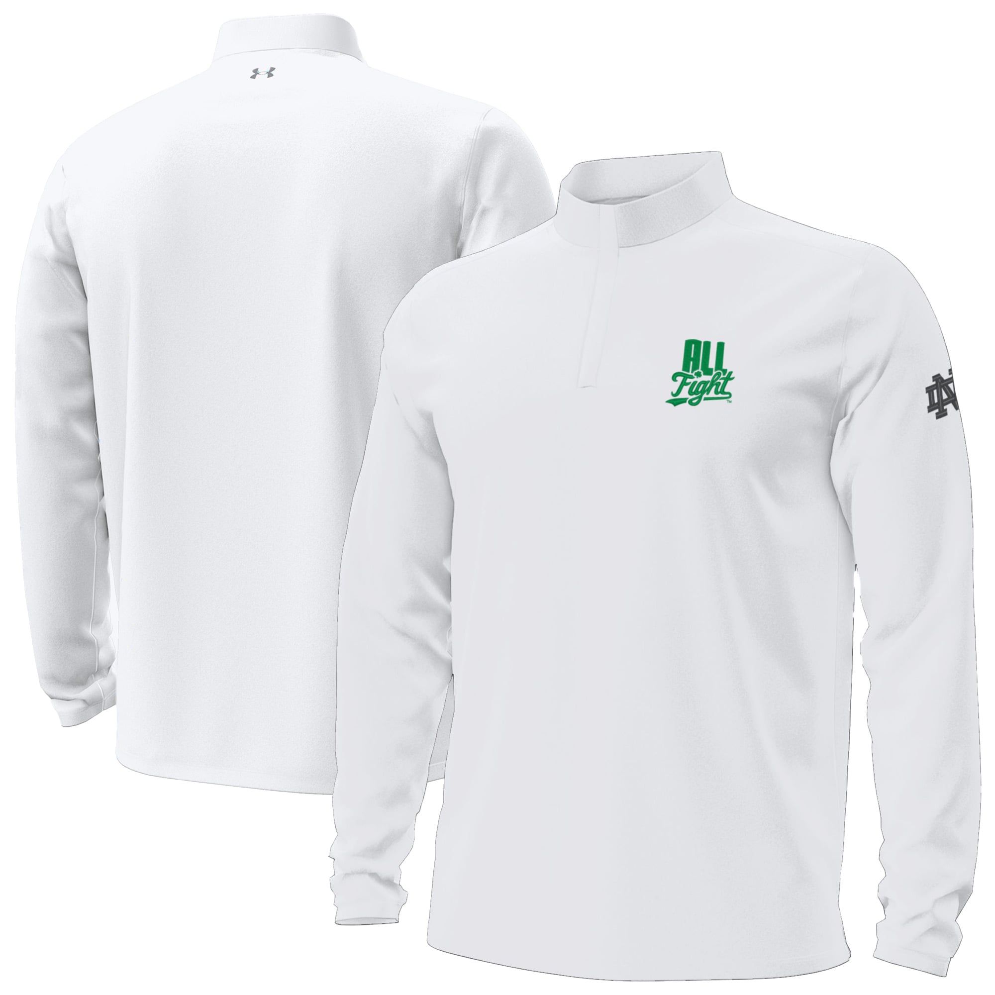 Men's Under Armour White Notre Dame Fighting Irish All Fight Motion Quarter-Zip Sweatshirt