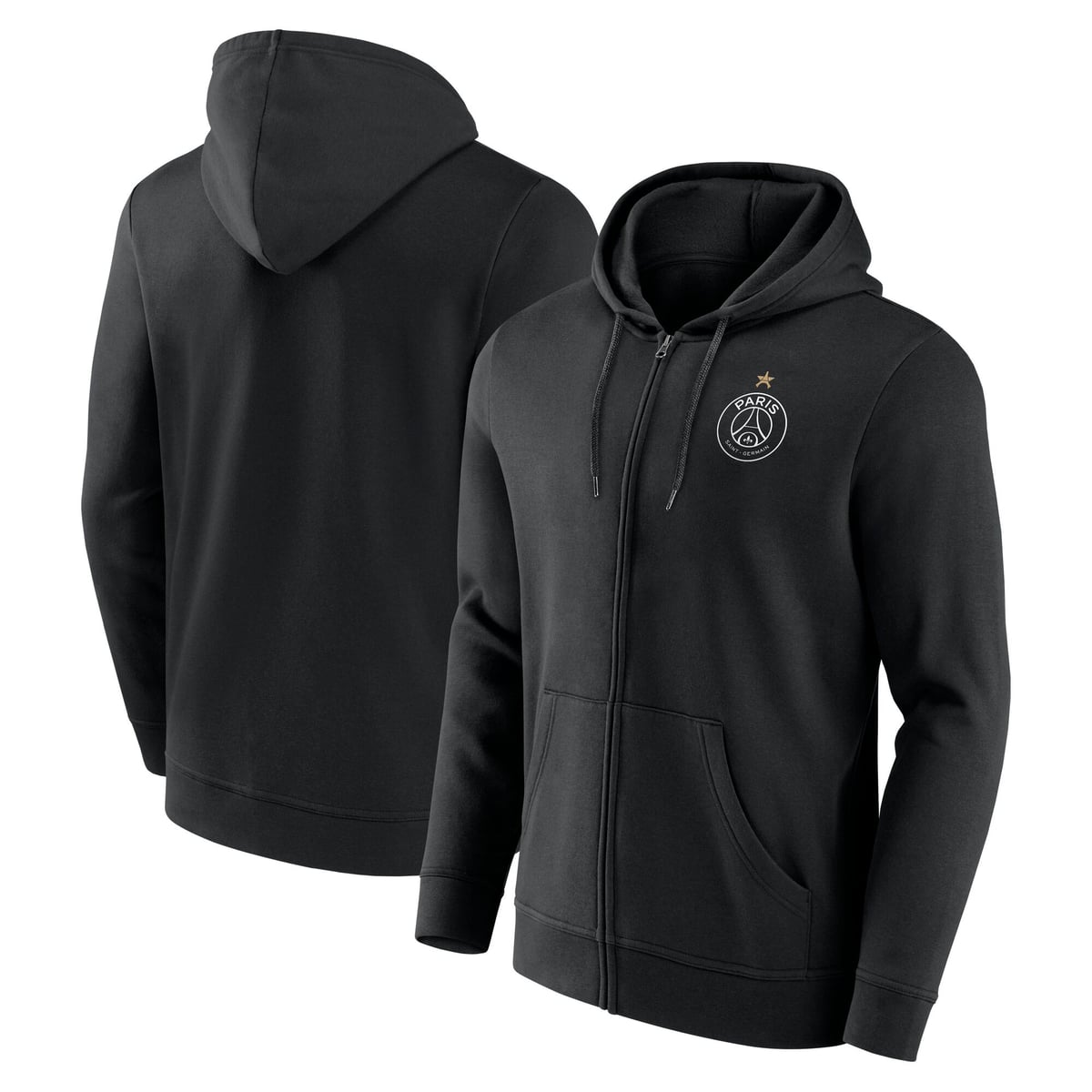 Sweat à capuche zippé PSG Champions d'Europe Étoile Eiffel - Noir