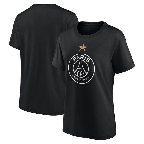 T-Shirt PSG Champions d'Europe Étoile Eiffel - Noir - Femme