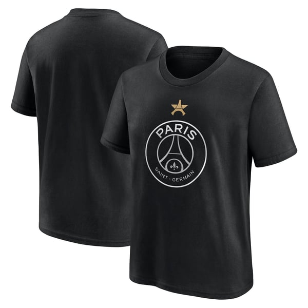 T-Shirt PSG Champions d'Europe Étoile Eiffel - Noir - Enfant