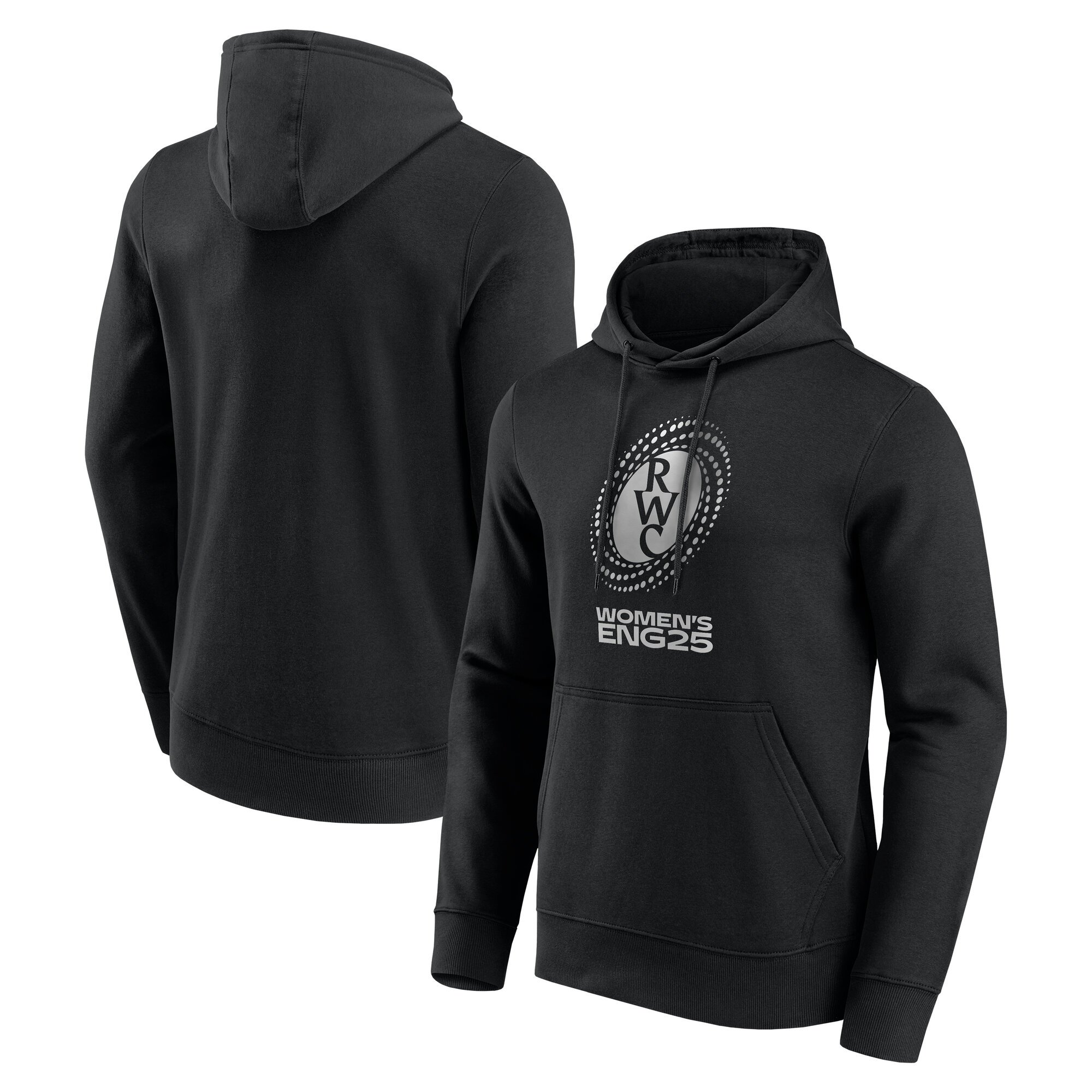 Felpa con cappuccio e grafica del logo principale della Coppa del Mondo di Rugby 2025 da donna - Nera
