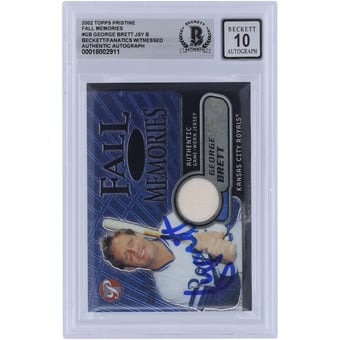 George Brett Kansas City Royals Autographed 2002 Topps Pristine Fall Memories Jersey Relic #FM-GB #/1000 Beckett Fanatics Witnessed Authenticated 10 Card