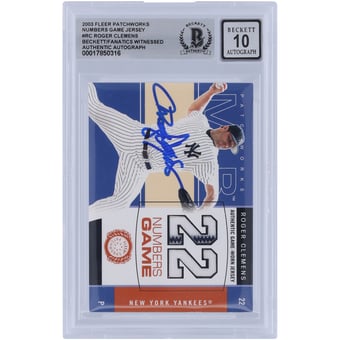 Roger Clemens New York Yankees Autographed 2003 Fleer Patchworks Numbers Game Two-Color Jersey Relic #RC-NG Beckett Fanatics Witnessed Authenticated 10 Card