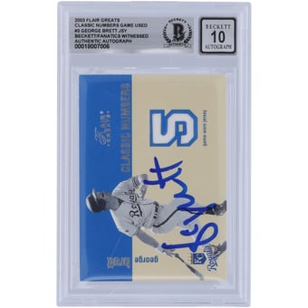 George Brett Kansas City Royals Autographed 2003 Fleer Flair Greats Classic Numbers Jersey Relic #GB Beckett Fanatics Witnessed Authenticated 10 Card