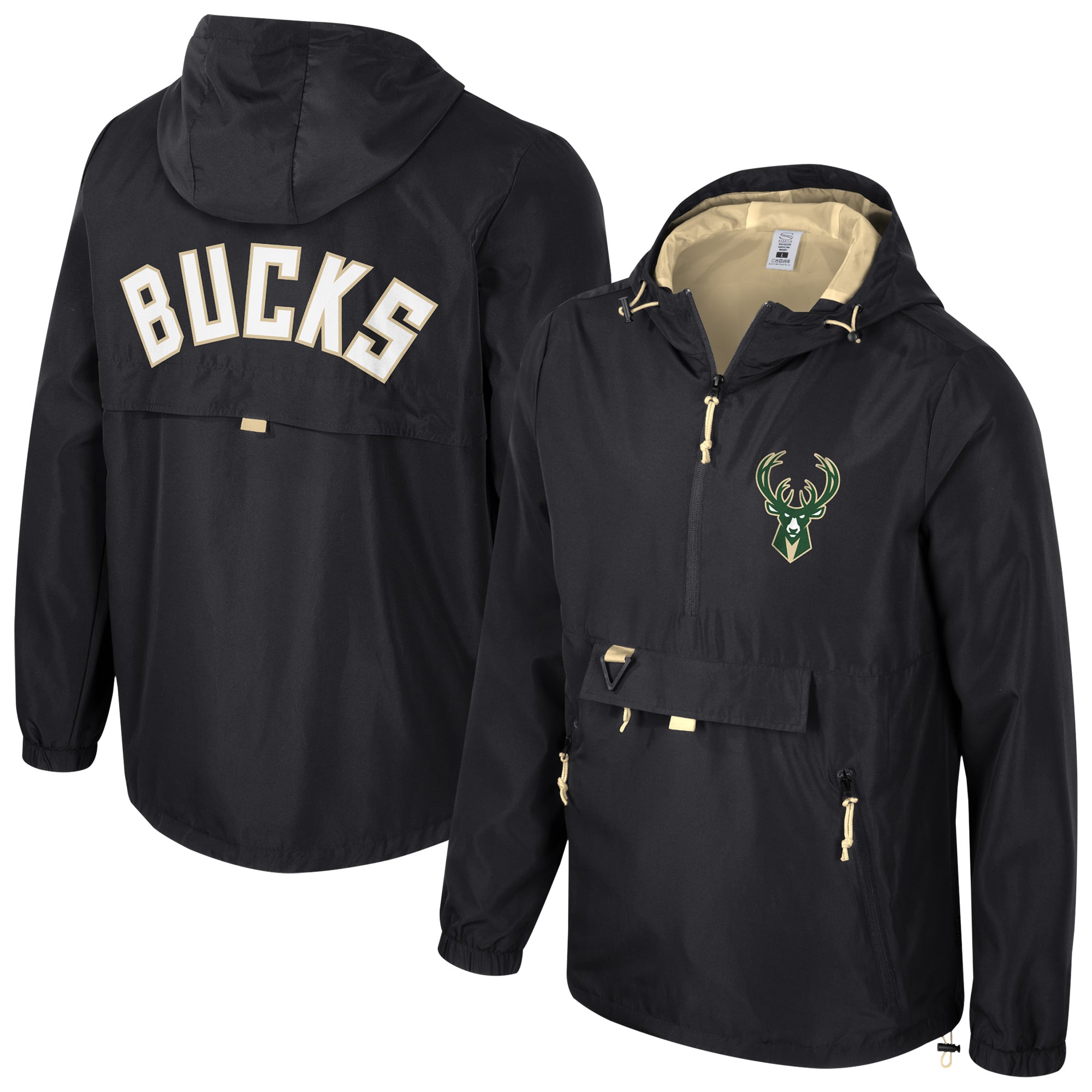 Unisex Stadium Essentials Black Milwaukee Bucks Compete Quarter-Zip Hoodie Jacket