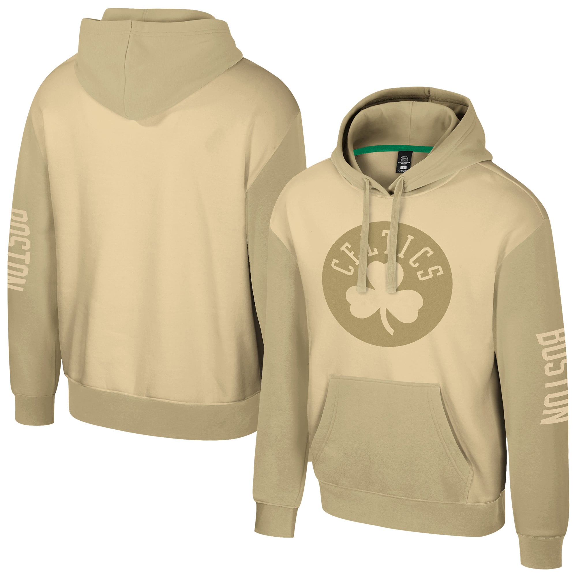 Unisex Stadium Essentials Khaki Boston Celtics Rafters Burst Hoodie