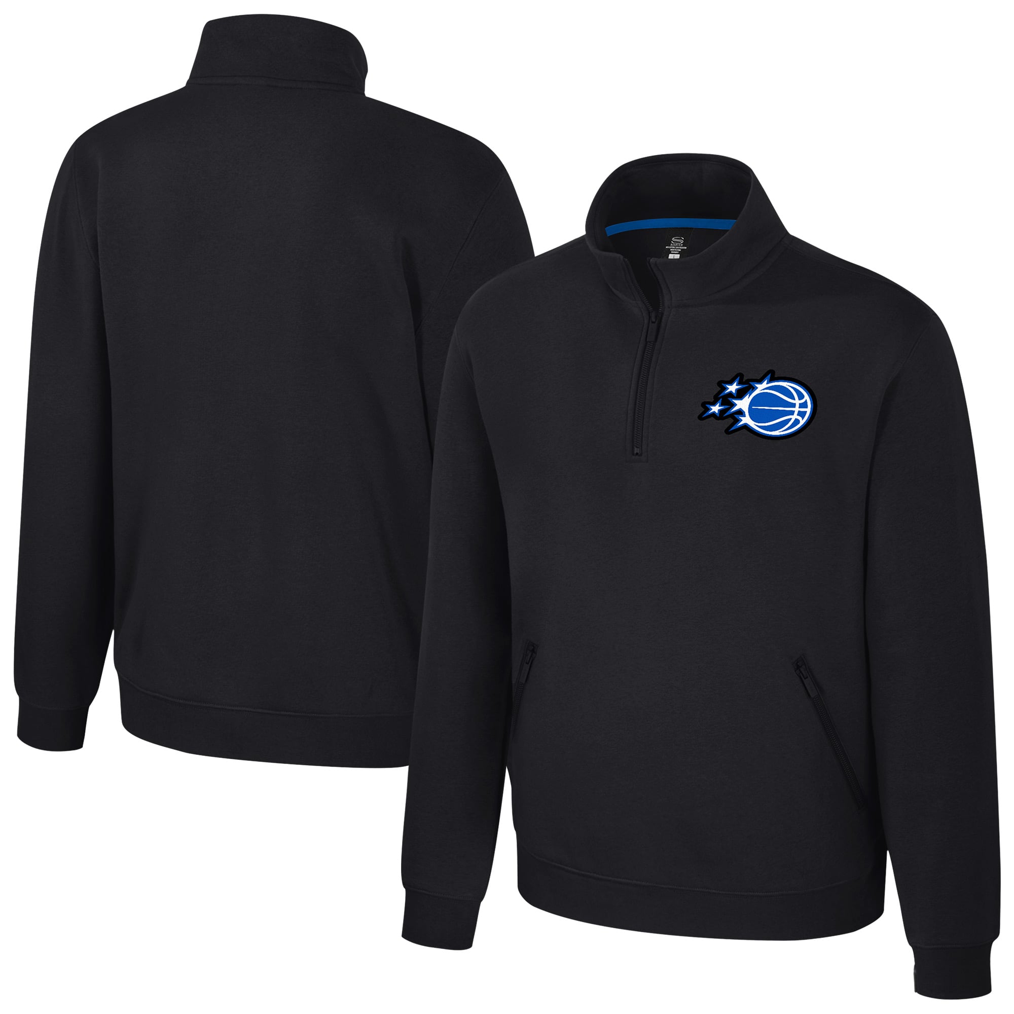 Unisex Stadium Essentials Black Orlando Magic  Varsity Trainer Quarter-Zip Pullover