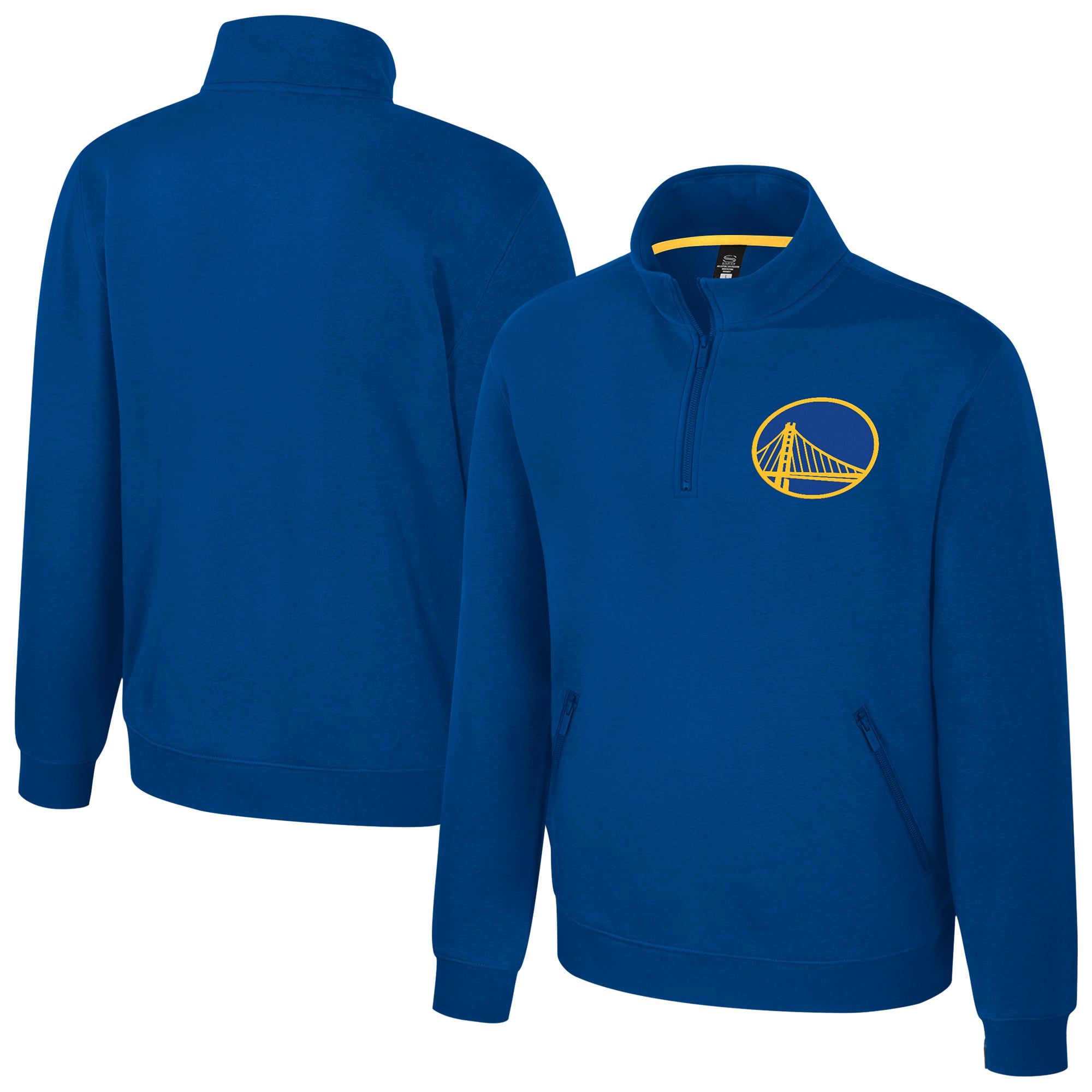 Unisex Stadium Essentials Royal Golden State Warriors  Varsity Trainer Quarter-Zip Pullover