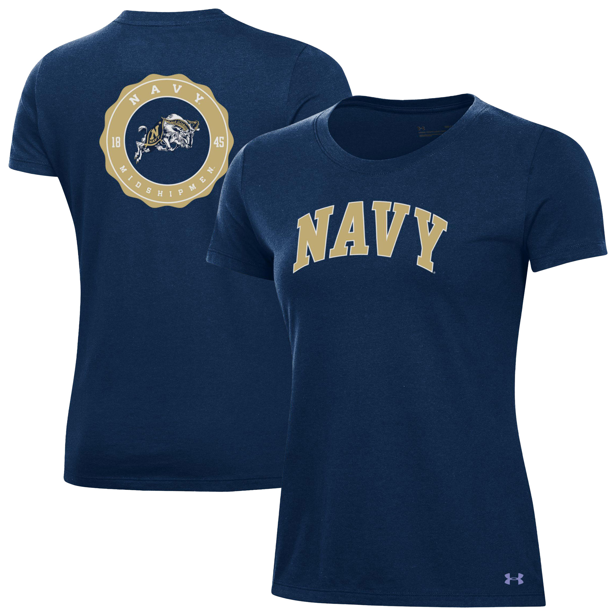 Women's Under Armour Navy Navy Midshipmen Essentials 2-Hit Performance T-Shirt
