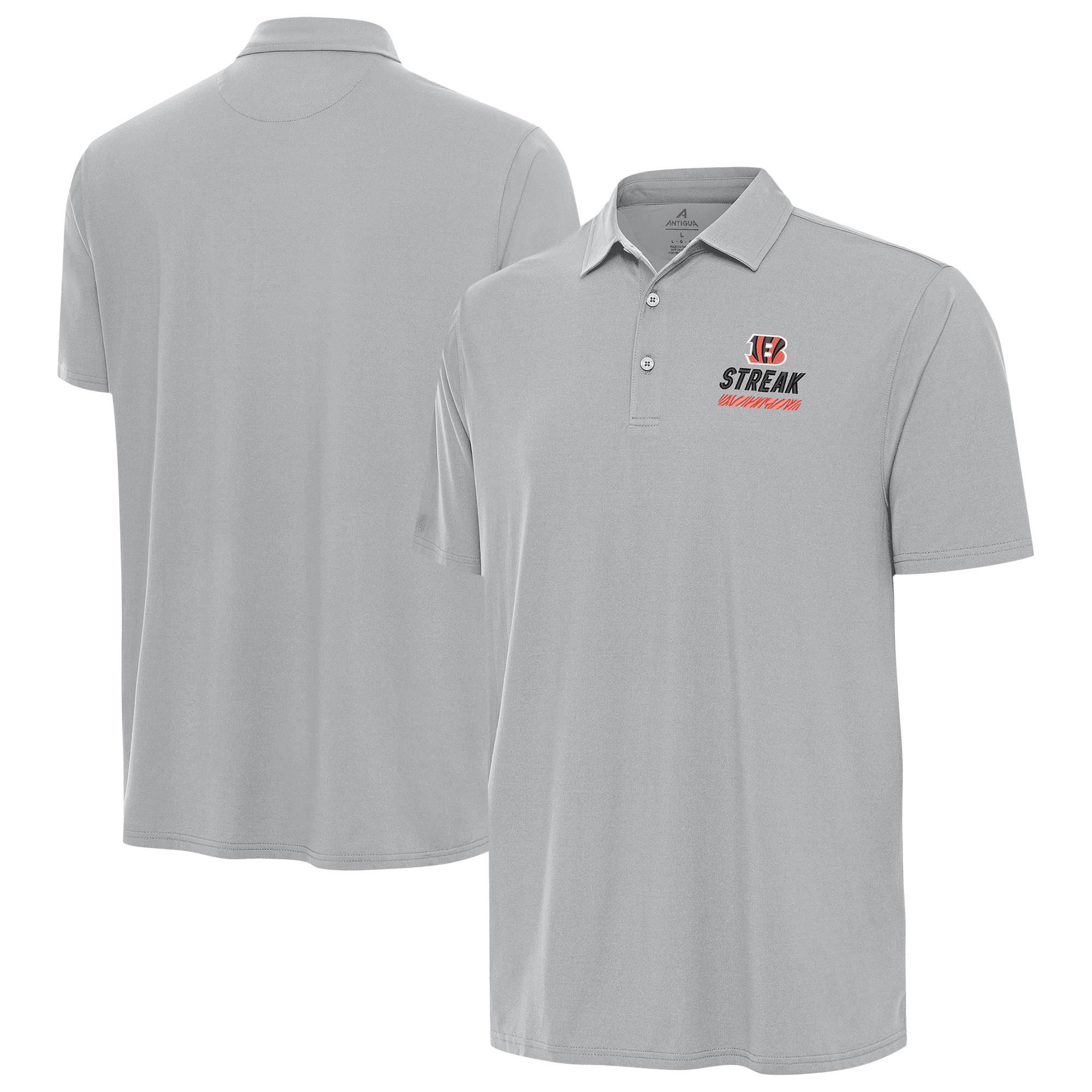 Men's Antigua Gray Cincinnati Bengals Streak Era Polo