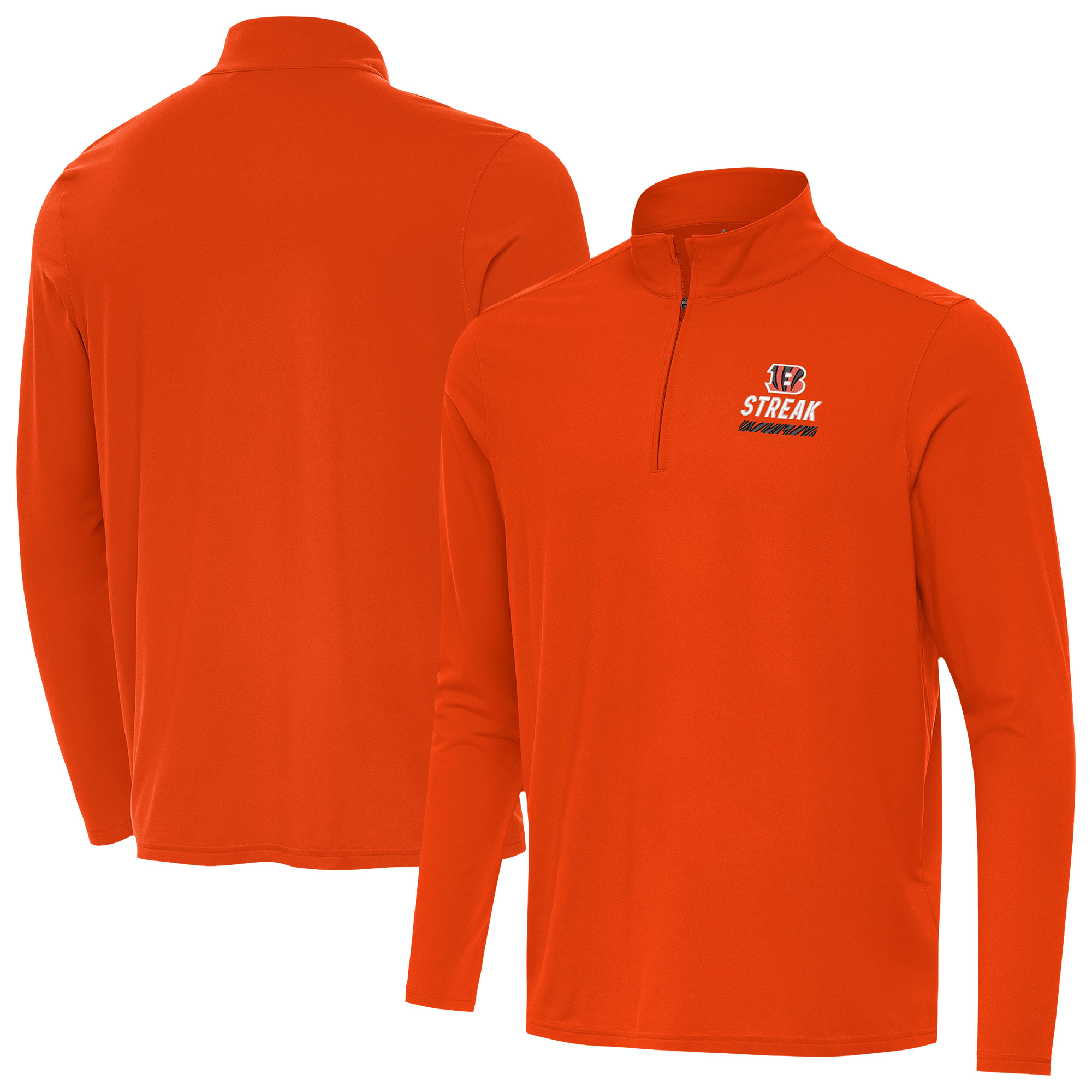 Men's Antigua Orange Cincinnati Bengals Streak Intent Quarter-Zip Sweatshirt
